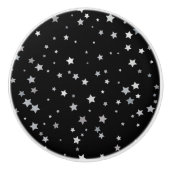 キュート銀星模様 |任意の背景色 セラミックノブ (正面)