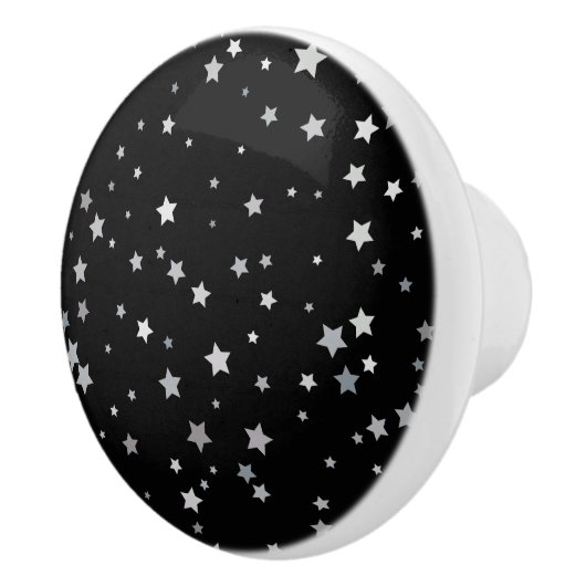 キュート銀星模様 |任意の背景色 セラミックノブ (右)