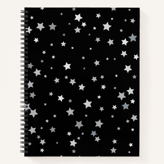 キュート銀星模様 |任意の背景色 ノートブック (正面)