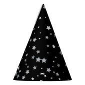 キュート銀星模様 |任意の背景色 パーティーハット (左)