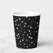 キュート銀星模様 |任意の背景色 紙コップ (裏面)