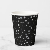 キュート銀星模様 |任意の背景色 紙コップ (正面)