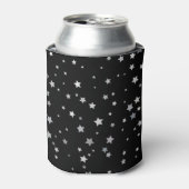 キュート銀星模様 |任意の背景色 缶クーラー (缶正面)