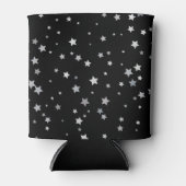 キュート銀星模様 |任意の背景色 缶クーラー (正面)