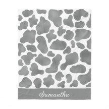 キュート銀灰色ホワイト牛プリント動物模様