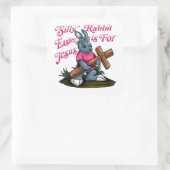 キュート間抜けなキリスト教のウサギの復活祭はイエスのために スクエアシール (バッグ)