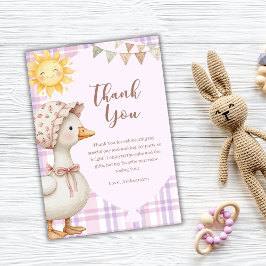 キュート間抜けグースガール誕生日水彩 サンキューカード