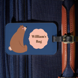 キュート間抜けベアネイビーブルーボーイズ旅行 ラゲッジタグ