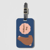 キュート間抜けベアネイビーブルーボーイズ旅行 ラゲッジタグ (正面縦)