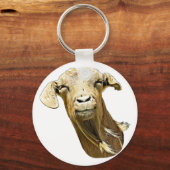 キュート間抜けヤギ顔ファームアニマルアート キーホルダー (正面)