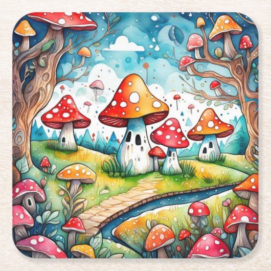 キュート離れマキーズコテージデザイン スクエアペーパーコースター (正面)