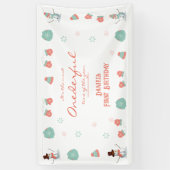 キュート雪だるまウィンターオネダーランド誕生日 横断幕 (縦)