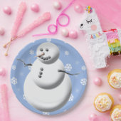 キュート雪だるまウィンターホリデー雪だるまクリスマス ペーパープレート (パーティー)