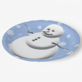 キュート雪だるまウィンターホリデー雪だるまクリスマス ペーパープレート (アングル)