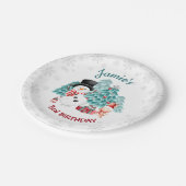 キュート雪だるまクリスマスバースデーパーティー ペーパープレート (アングル)