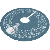 キュート雪だるまシンプルホワイトボタニカルデザイン ブラッシュドポリエステルツリースカート (アングル)