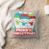 キュート雪だるまトリオホリデイ クッション (ブランケット)