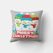 キュート雪だるまトリオホリデイ クッション (裏面)