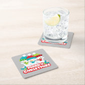 キュート雪だるまトリオホリデイ スクエアペーパーコースター (インサイチュ)