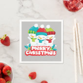 キュート雪だるまトリオホリデイ スタンダードカクテルナプキン (インサイチュ)