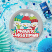 キュート雪だるまトリオホリデイ ペーパープレート (パーティー)