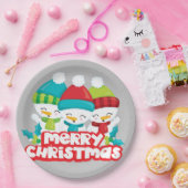 キュート雪だるまトリオホリデイ ペーパープレート (パーティー)