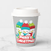 キュート雪だるまトリオホリデイ 紙コップ (裏面)