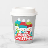 キュート雪だるまトリオホリデイ 紙コップ (正面)