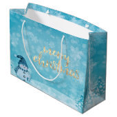 キュート雪だるまパインツリーホリデイ ラージペーパーバッグ (裏面アングル)