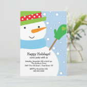キュート雪だるまホリデーパーティ招待状 招待状 (スタンド正面)
