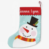 キュート雪だるまモノグラム スモールクリスマスストッキング (裏面)