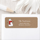 キュート雪だるまレッドスカーフクラフト紙ホリデー ラベル (インサイチュ)