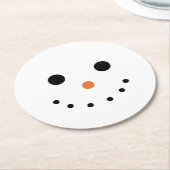 キュート雪だるま顔 ラウンドペーパーコースター (アングル)