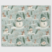 キュート雪だるま&鹿フェスティバル ラッピングペーパー (フラット)