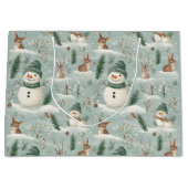 キュート雪だるま&鹿フェスティバル ラージペーパーバッグ (正面)