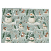 キュート雪だるま&鹿フェスティバル ラージペーパーバッグ (裏面)