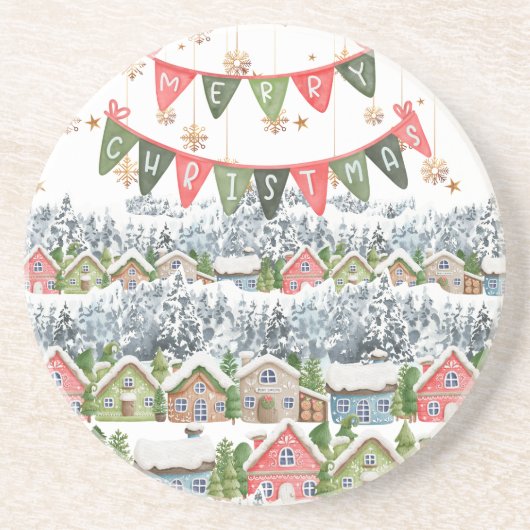 キュート雪メリークリスマスビレッジ コースター (正面)