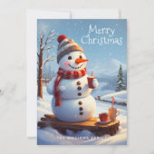 キュート霜の降りた雪だるまホットチョコレートホリデーカード シーズンカード (正面)