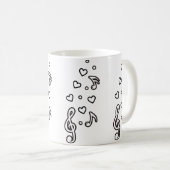 キュート音楽シンボルミュージカルノート高音クレフ、 音符記号 コーヒーマグカップ (正面右)