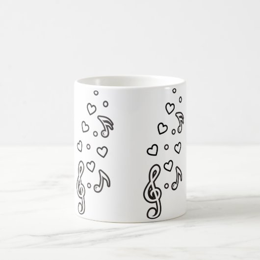 キュート音楽シンボルミュージカルノート高音クレフ、 音符記号 コーヒーマグカップ (中央)
