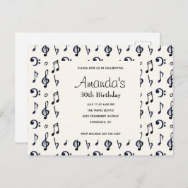 キュート音符パターン誕生日招待状 インビテーションポストカード