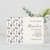 キュート音符パターン誕生日 招待状 (スタンド正面)