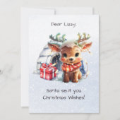 キュート韻トナカイ詩スノーファークキッズクリスマス シーズンカード (正面)