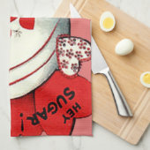 キュート風変わりシュガーおもしろいボールハートバレンタイン キッチンタオル (四つ折り)