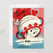 キュート風変わりシュガーおもしろいボールハートバレンタイン シーズンポストカード (正面/裏面)