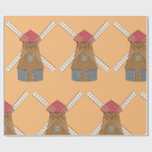 キュート風車オランダアーキテクチャラッピング紙 ラッピングペーパー (フラット)