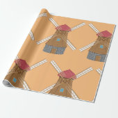 キュート風車オランダアーキテクチャラッピング紙 ラッピングペーパー (アンロールド)