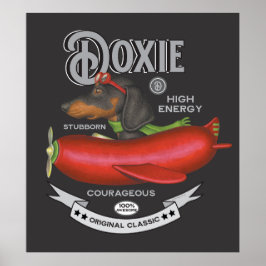 キュート飛んでいるダシュント型飛行機 ポスター