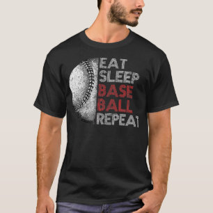 キュート食べるスリープベースボールリピートVintage面白いベースボール Tシャツ