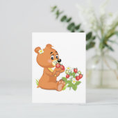 キュート食べ物ベアのイチゴ ポストカード (スタンド正面)